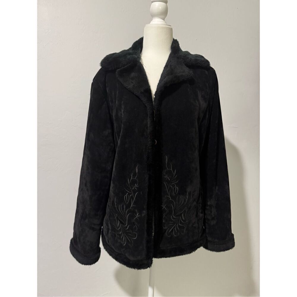 Che- Bella black velvet suede jacket coat L
